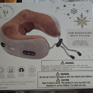Brand New Brown and Gray USB Massaging Neck Pillow